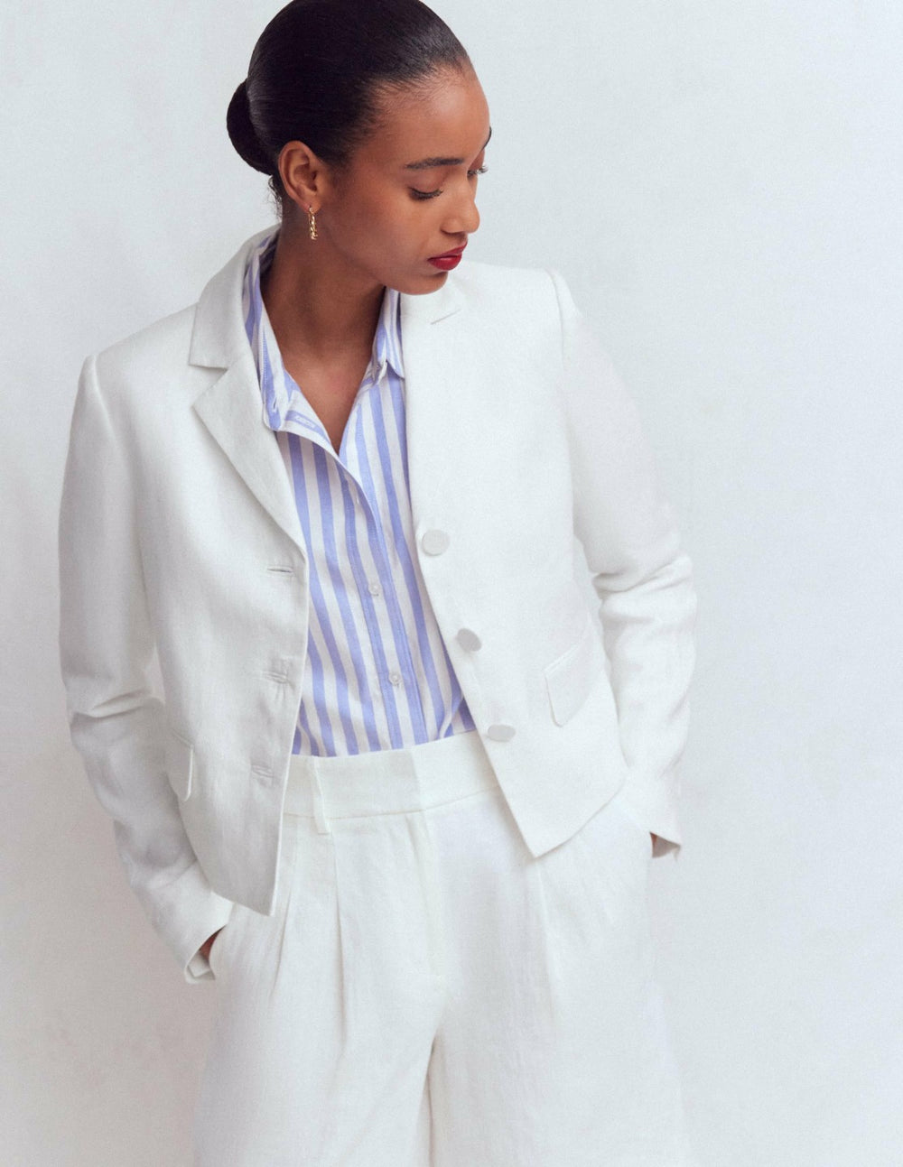 Dartmouth Linen Blazer-White / Boden us