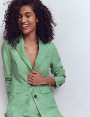Stamford Linen Blazer-Aloe Green Chambray / Boden On sale