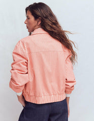 Harrington Jacket-Red Tram Stripe / Boden Sale