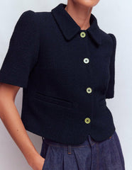 Short Sleeve Textured Jacket-Navy / Boden
