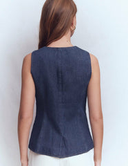Denim Waistcoat-Indigo Denim / Boden Outlet