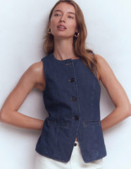 Denim Waistcoat-Indigo Denim / Boden Outlet