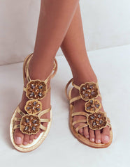 Crystal Flat Sandals-Gold / Boden Online