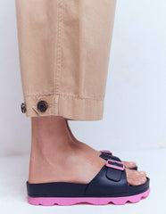 Lyla Single Buckle Sliders-Navy/Pink / Boden Discount