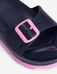 Lyla Single Buckle Sliders-Navy/Pink / Boden Discount