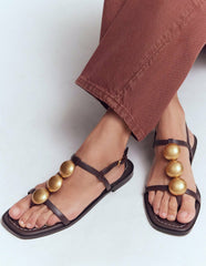 Disc Flat Sandals-Dark Chocolate / Boden Sale
