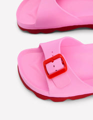 Lyla Single Buckle Sliders-Pink/Red / Boden us
