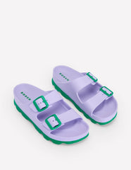 Lyla Double Buckle Sliders-Lavender Purple / Boden On sale