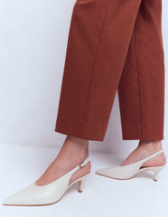 High Cut Slingback Court-Ecru / Boden