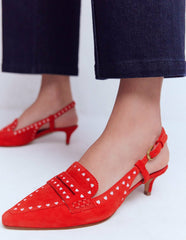 Brogue Slingback Kitten Heel-Red / Boden Discount