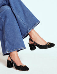 Iris Snaffle Slingback Heels-Black / Boden
