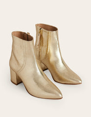 Block Heel Leather Ankle Boots-Gold / Boden Online