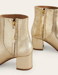 Block Heel Leather Ankle Boots-Gold / Boden Online
