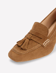 Sol Block Heeled Penny Loafers-Tan / Boden us