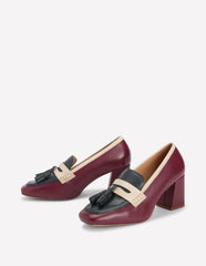Sol Block Heeled Penny Loafers-Oxblood / Boden