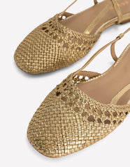 Woven Slingback Flats-Gold / Boden