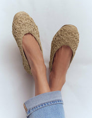 High Cut Ballet Flats-Flower Raffia / Boden On sale