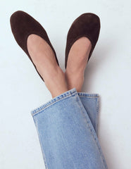 High Cut Ballet Flats-Bitter Chocolate / Boden Online