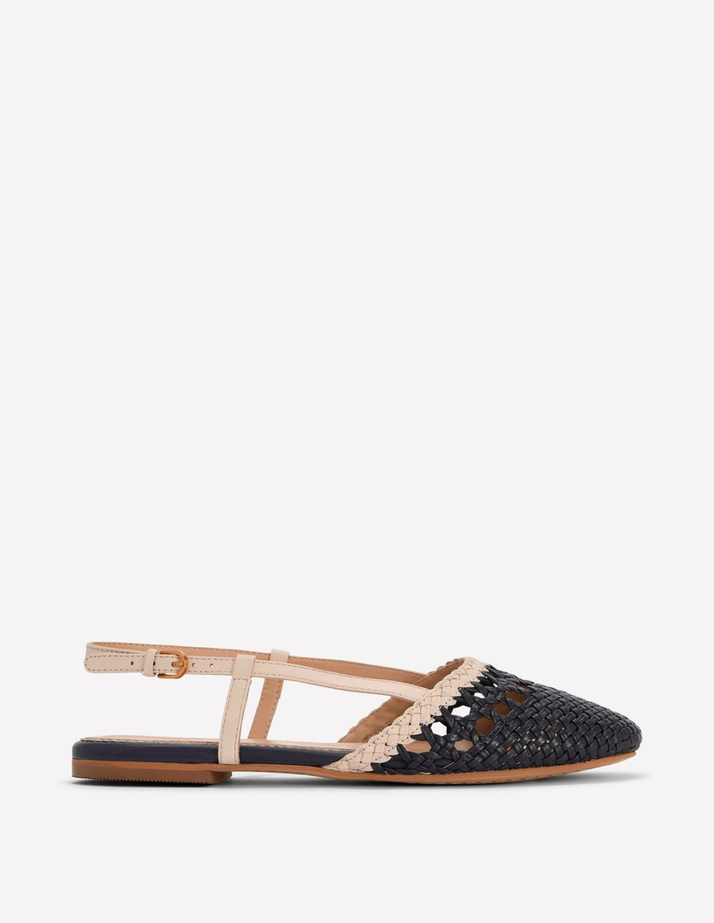 Woven Slingback Flats-Navy/Ivory / Boden Discount