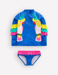 Appliqué Rash Vest Set-Azure Blue Parrot / Boden Outlet