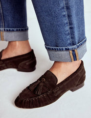 Soft Ruched Loafers-Chocolate / Boden Discount
