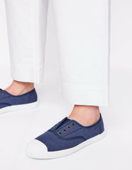 Laceless Canvas Plimsoll-Navy / Boden On sale