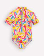 Short-sleeved Swimsuit-Ivory Sunburst / Boden Discount