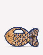 Novelty Fish Clutch-Natural/Bright Blue / Boden Outlet