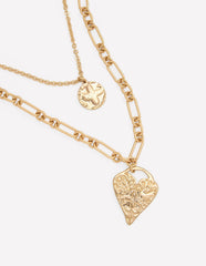 Heart Stamp Layer Necklace-Gold Colour / Boden On sale