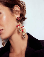 Festive Metal Earrings-Red / Boden Sale