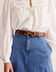 Iris Snaffle-Trim Leather Belt-Tan / Boden Outlet