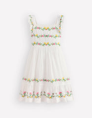 Shirred Bow Back Detail Dress-Soft Ivory / Boden Discount