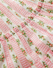 Tiered Midi Sundress-Soft Ivory Gingham Floral / Boden us