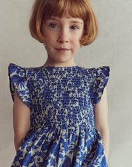 Bow Back Shirred Dress-Bright Blue Jungle Woodblock / Boden Discount