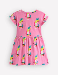 Jersey T-Shirt Dress-Flamingo Pink Tropical Bird / Boden On sale