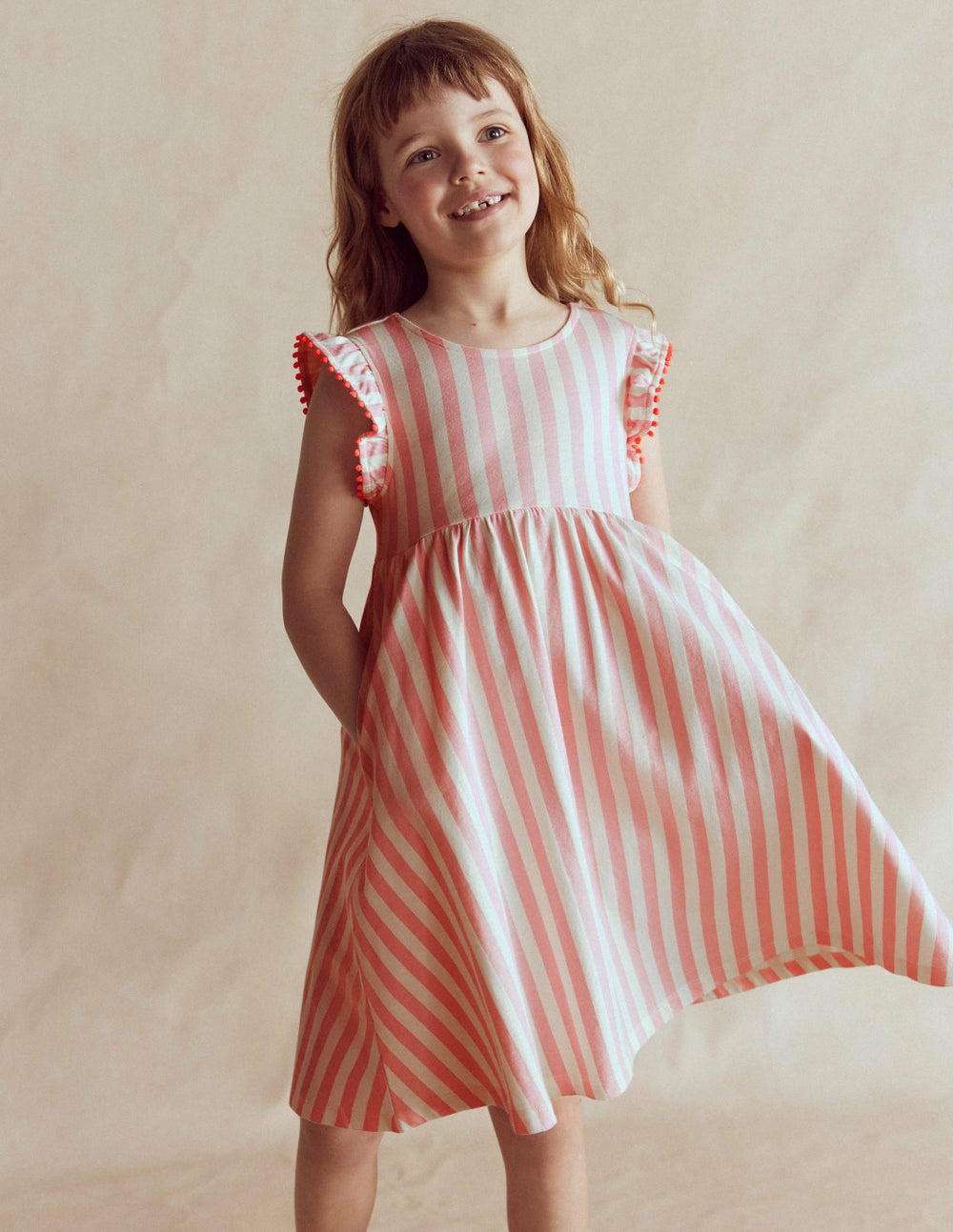 Bow Back Jersey Dress-Pink Stripe / Boden