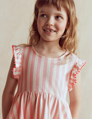 Bow Back Jersey Dress-Pink Stripe / Boden