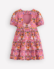 Heart Back Jersey Dress-Formica Pink Bird Floral / Boden Outlet