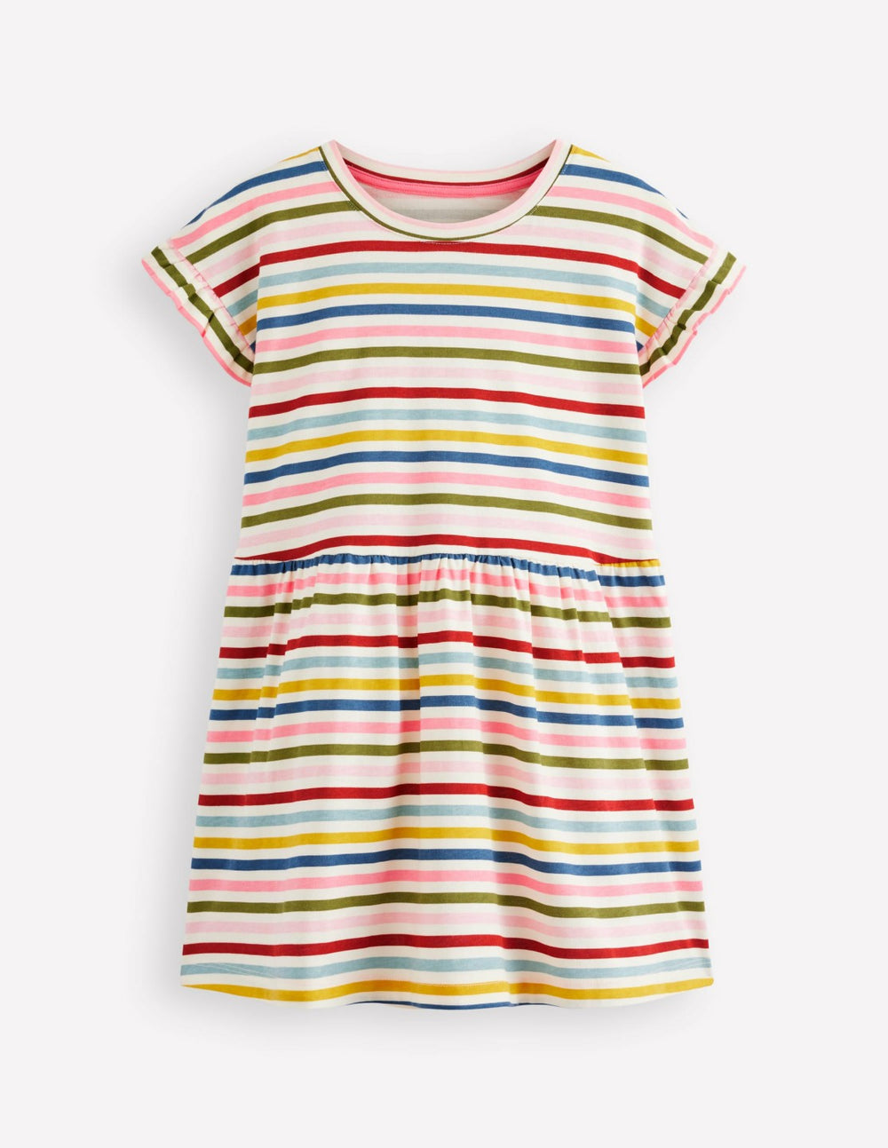Jersey T-Shirt Dress-Maroon, Pink and Blue Stripe / Boden us