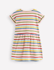 Jersey T-Shirt Dress-Maroon, Pink and Blue Stripe / Boden us