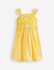 Novelty Strappy Dress-Lemon Gingham / Boden