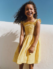 Novelty Strappy Dress-Lemon Gingham / Boden