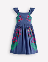 Annalisa Twirly Sundress-Denim Blue Embroidery / Boden Sale