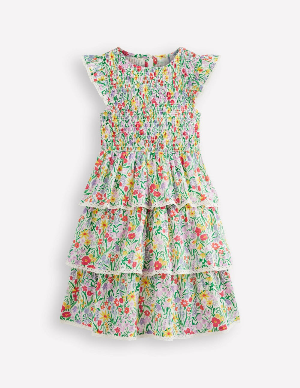 Tiered Lace Trim Dress-Multi Spring Floral / Boden Discount