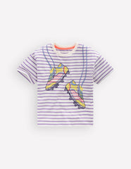 Relaxed Applique T-shirt-Aster Purple/ Ivory Shoes / Boden On sale