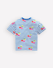 Relaxed Breton T-shirt-Kingfisher Blue Cherries / Boden