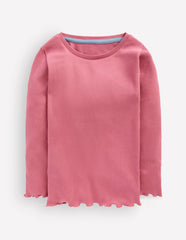 Ribbed Long Sleeve T-shirt-Pink Heather / Boden Online