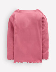 Ribbed Long Sleeve T-shirt-Pink Heather / Boden Online