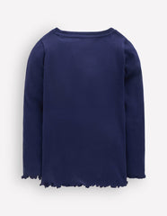 Ribbed Long Sleeve T-shirt-College Navy / Boden Outlet