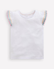 Flutter Sleeve Trim Top-White / Boden Discount